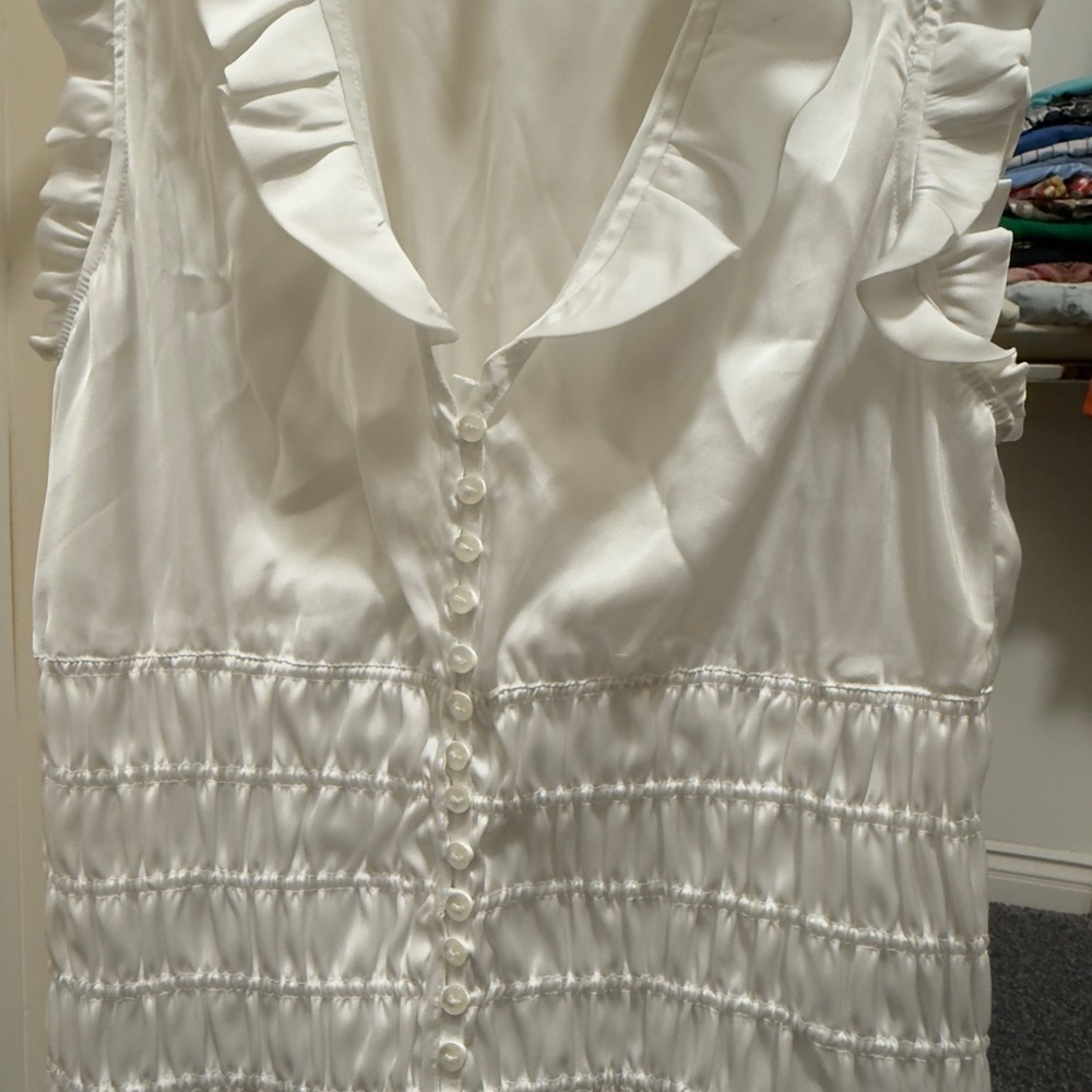 Essentials by Milano White Ruffled Top